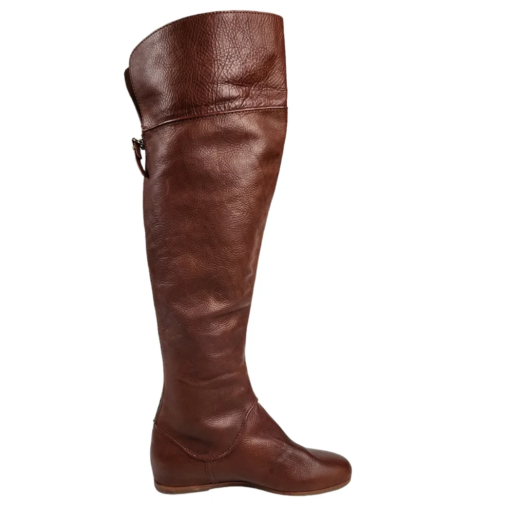 Via Spiga Georgia Over the Knee Leather Thigh Boots Tobacco Brown Women's Size 8 - Picture 5 of 16